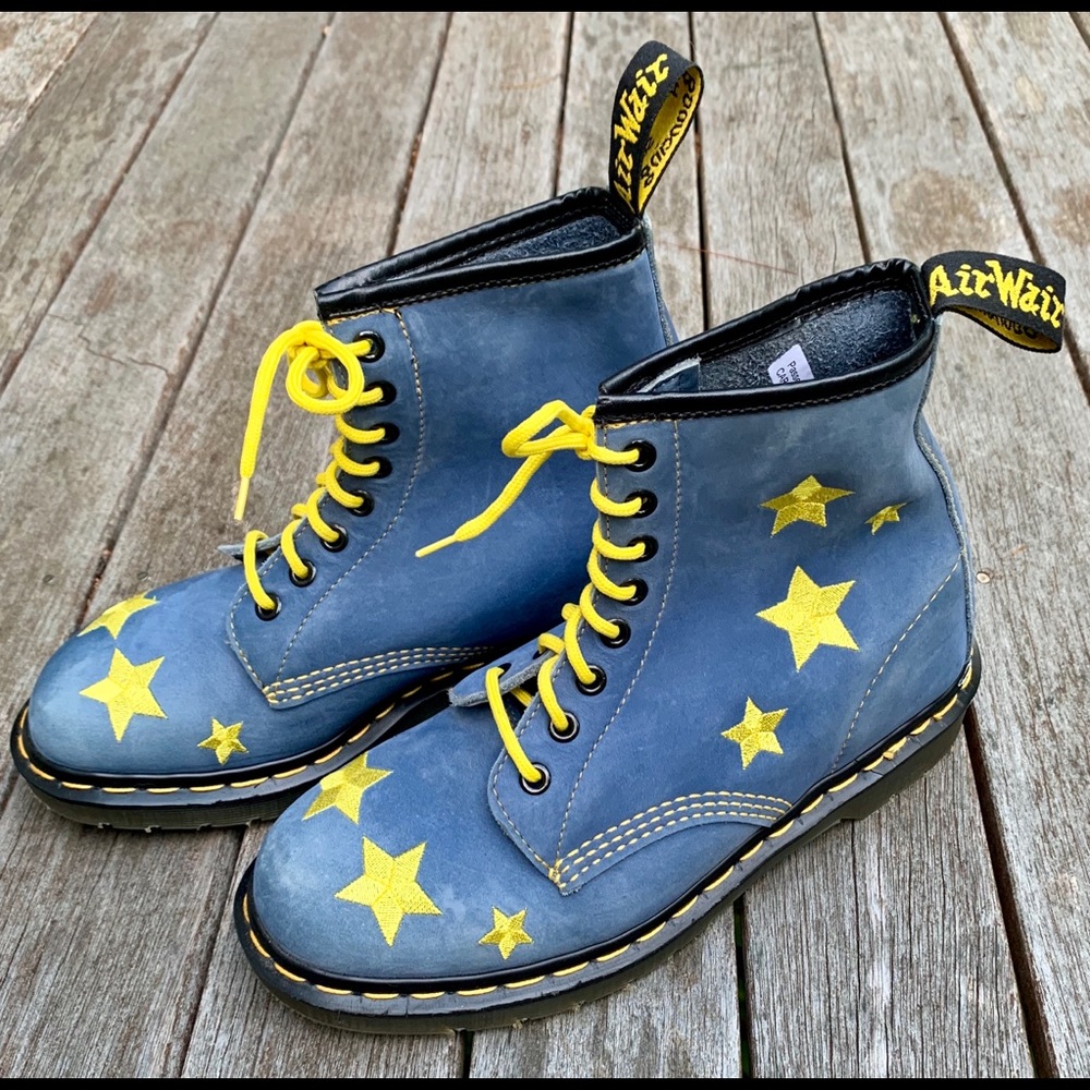 Dr Martens blue boots stars boots made England 9